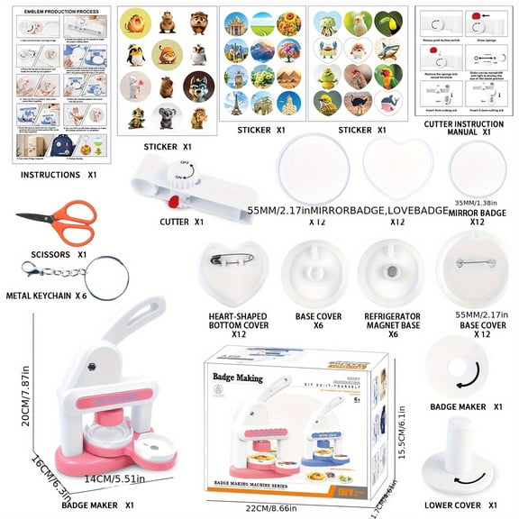1 Set Button Badge Maker Machine - Installation-Free Press for DIY Craft Pins & Badges, Ideal for Home Craft Enthusiasts