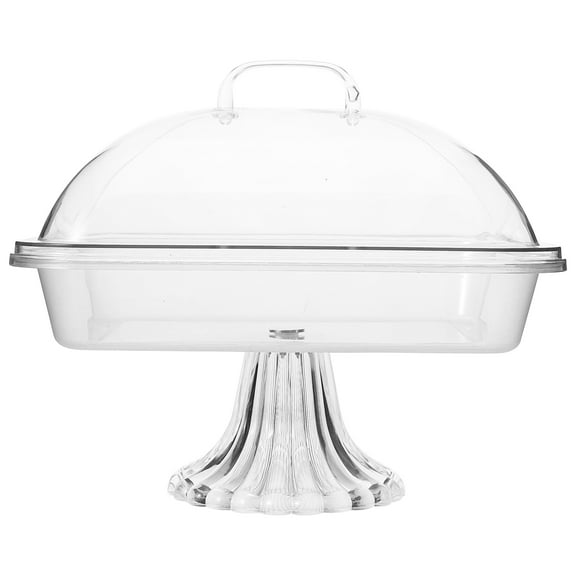 1 Set Cake Display Tray With Dome Transparent Cake Storage Plate Reusable Glass Cake Holder