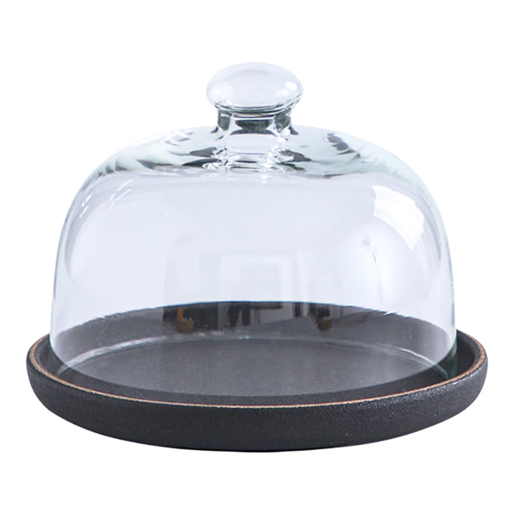 1 Set Cake Serving Tray with Glass Cover Cake Display Stand with Dome Round Clear Cloche Dome