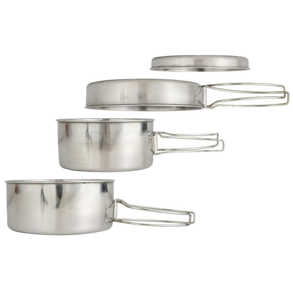 BESTYASH Outdoor Cooking Pot and Pan Set, Compact Stainless Steel 1 Set for Camping and Travel
