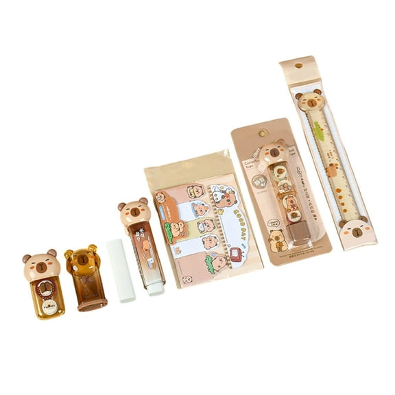 1 Set Capybara Stationery Set Sharpener Learning Gift Box Ruler Kindergarten Gift for Classroom Prize Present Exchange