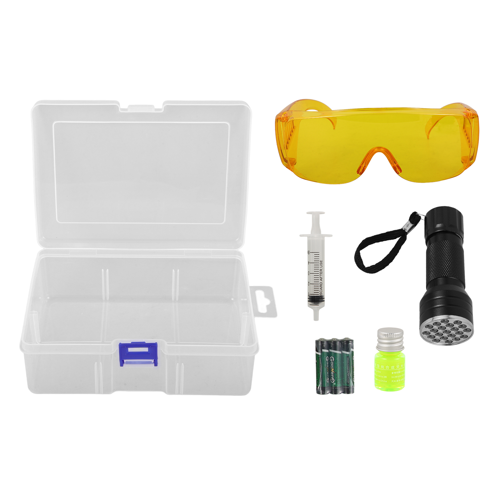 1 Set Car Air Conditioner Leak Test Flashlight Protective Glasses Kit