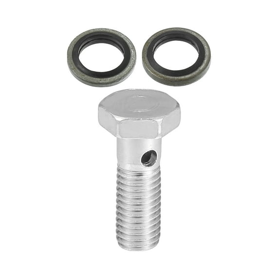 1 Set Car Brake Line Fitting Adapter 1.34" Length M10x1.5 Brake Line Thread Single Hollow Bolt