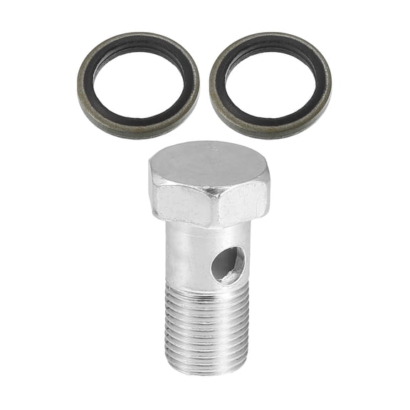 1 Set Car Brake Line Fitting Adapter 1.38" Length M14x1.25 Brake Line Thread Single Hollow Bolt