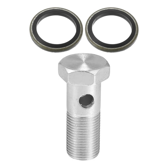 1 Set Car Brake Line Fitting Adapter 2.13" Length M18x1.5 Brake Line Thread Single Hollow Bolt