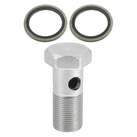 1 Set Car Brake Line Fitting Adapter 2.36" Length M22x1.5 Brake Line Thread Single Hollow Bolt =