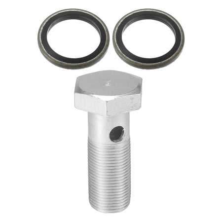 1 Set Car Brake Line Fitting Adapter 2.48" Length M20x1.5 Brake Line Thread Single Hollow Bolt