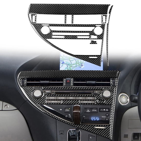 1 Set Car Carbon Fiber Look CD Panel Frame Trim Cover Interior Accessories for Lexus RX350 RX450h RHD 2010 2011 2012