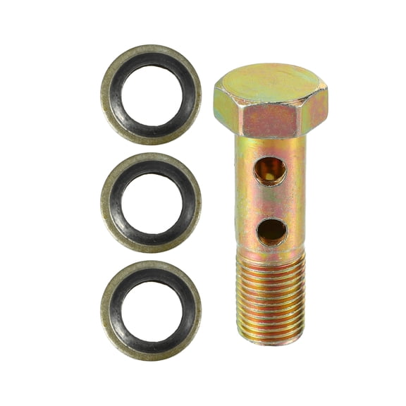 1 Set Car Double Banjo Bolt Kit M10x1.0 Length 38mm Metric Thread Turbo Brake Line Fitting Adapter