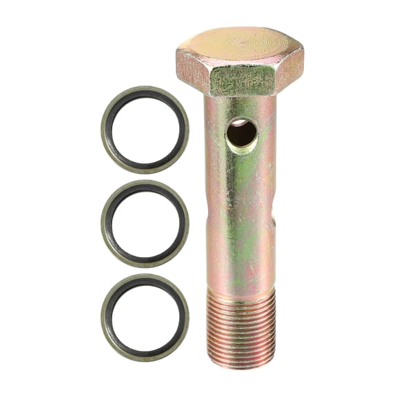 1 Set Car Double Banjo Bolt  M20x1.5 94mm Metric Thread Turbo Brake Line Fitting Adapter W/ Washer