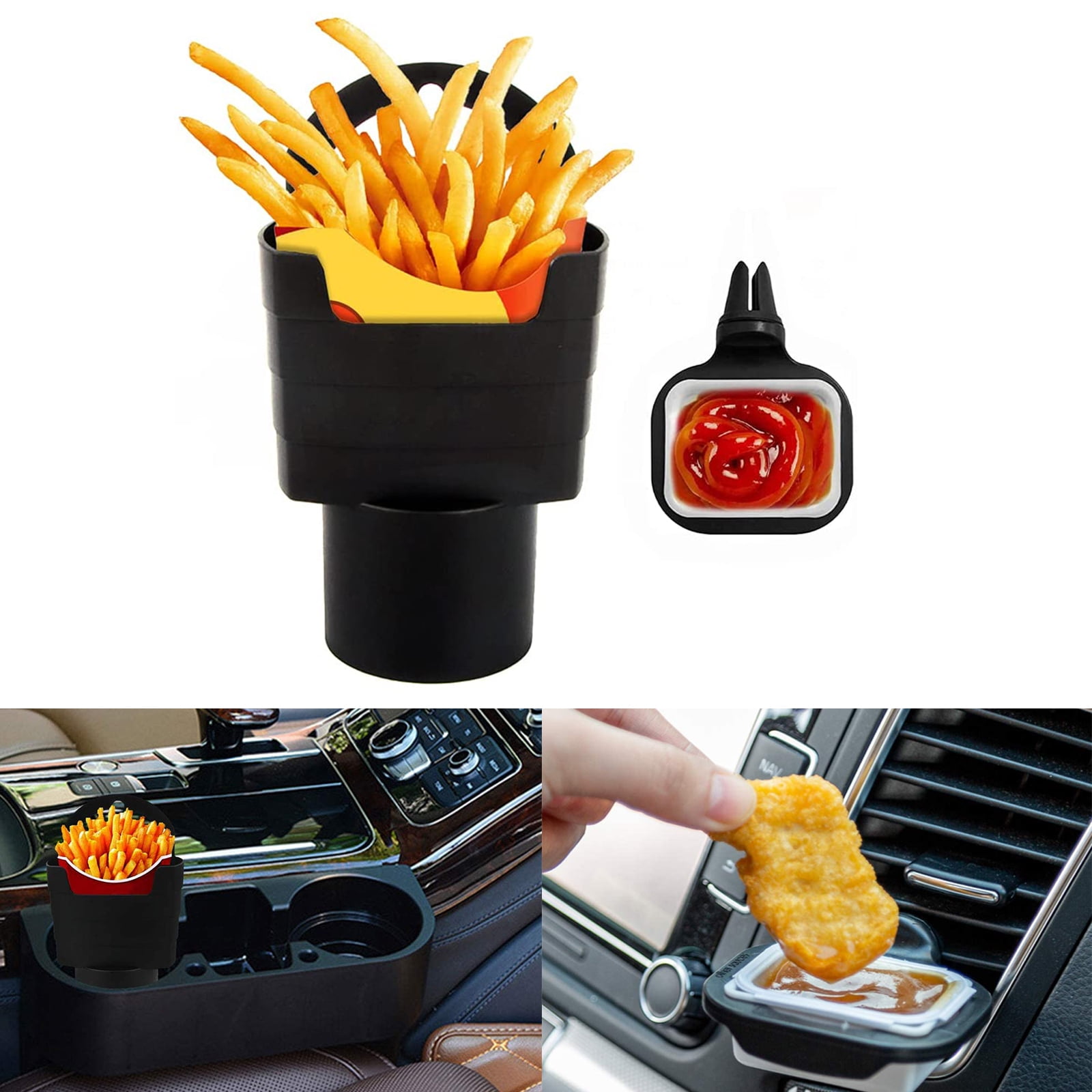 1 Set Car French Fries Car Cup Holder Set,Car Mini Dipping Cups Sauce