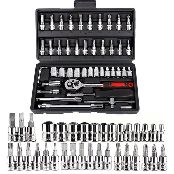 1 Set Of Car Repair Tools, Car Repair Tool Accessories Multi-purpose Repair Tool Set - Ratchet Torque Wrench And Screwdriver, Portable Car And Bicycle And Motorcycle Repair Kit