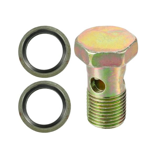 1 Set Car Single Banjo Bolt M16x1.5 Length 37mm Metric Thread Turbo Brake Line Fitting Adapter W/ Washer