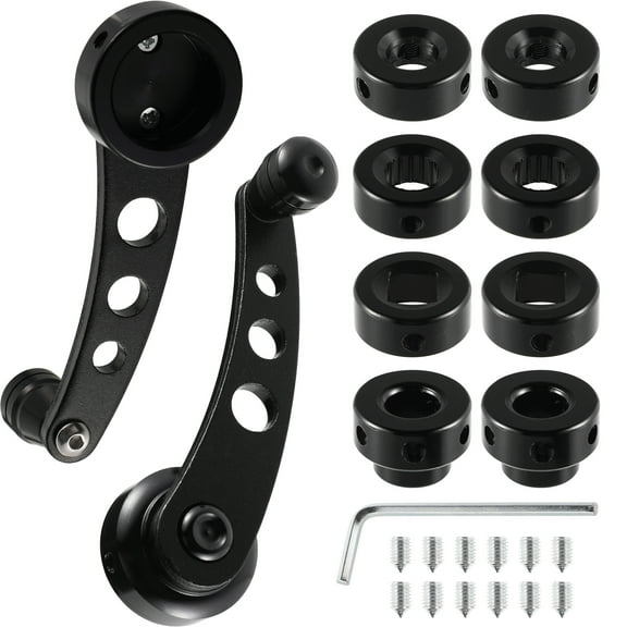 1 Set Car Window Shake Handle Winders Crank Rocker Aluminum Universal Doors Crank Handles Left Right Set Car Door Accessories (Black)