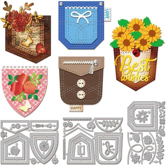 1 Set Carbon Steel Cutting Dies Stencils for DIY Scrapbooking oto Album Decorative Embossing Paper Card Mixed Shapes 138~143x90~106x0.8mm 3pcs/set