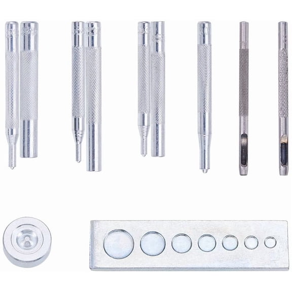 1 Set Carbon Steel Die Punch Tool Sets For Rivets/Snap Fasteners Buttons Press Stud Leather Craft Platinum 8.5x4x2.5cm