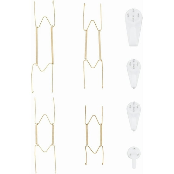 1 Set Carbon Steel Plate Spring Hanger Hook with Plastic Traceless Hanging Hooks Golden Plate Hangers