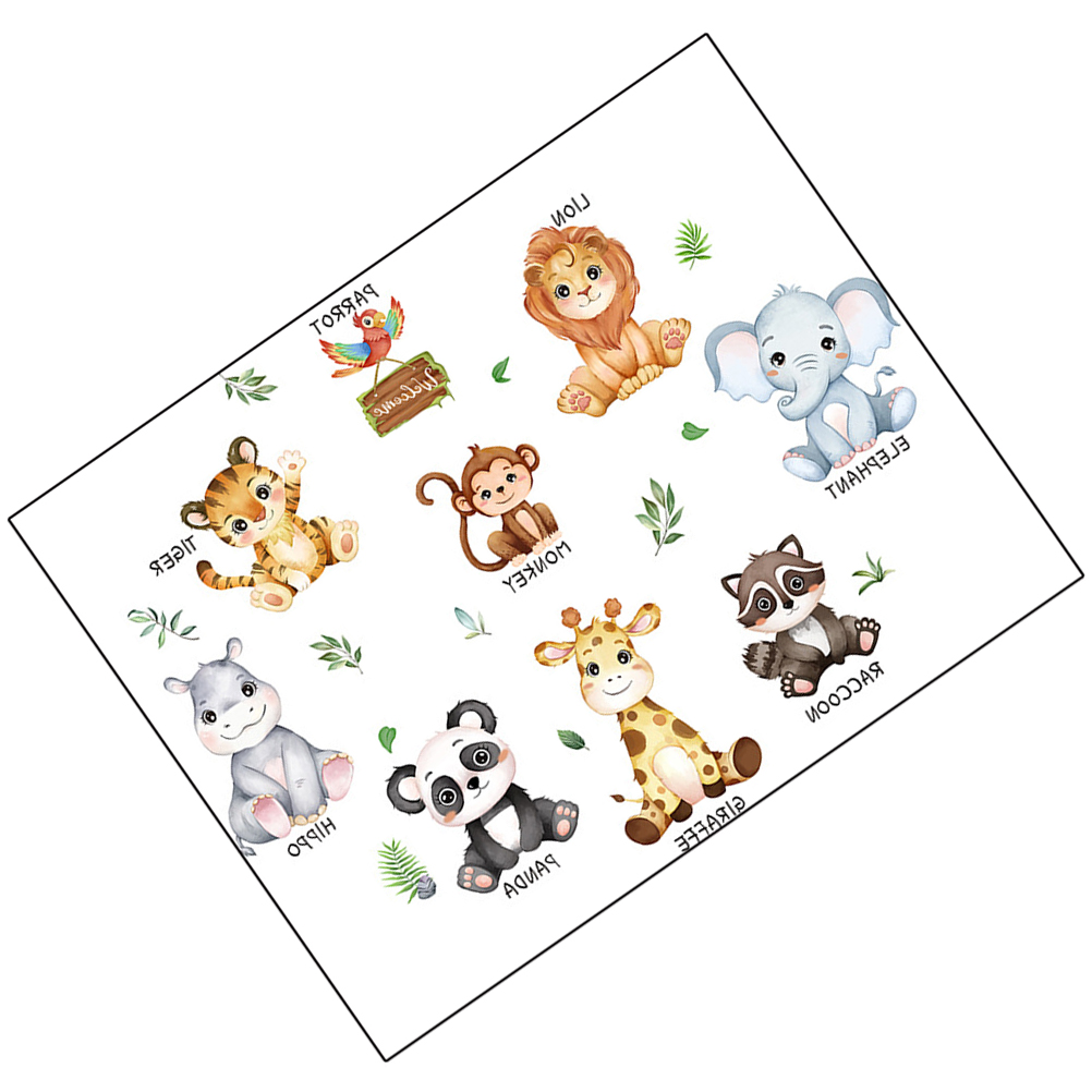 1 Set Cartoon Animal Wall Decal Bedroom Wall Sticker Jungle Animals Wall Decor Stickers