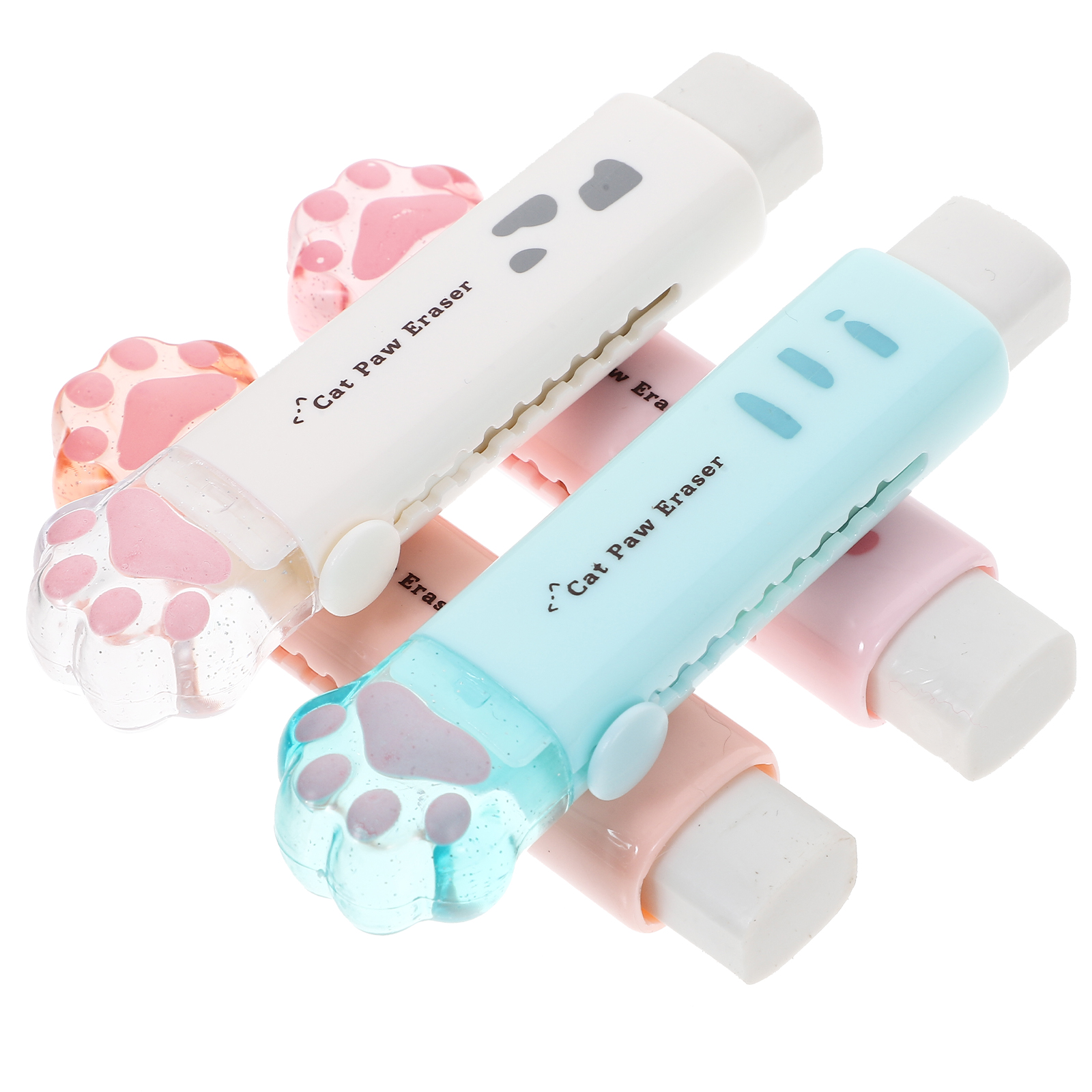 1 Set Cartoon Cat Paw Eraser Retractable Eraser Kawaii Erasers Cute