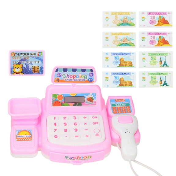 1 Set Cashier Model Sound Light Effect Realistic Detail Plastic Parent-child Interactive Cash Register Pretend Play Toy for Children