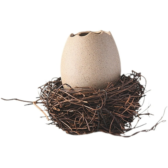RENACLIPY Decorative Eggshell Ceramic Vase with Rattan for Desk and Home Dcor, 1 Set