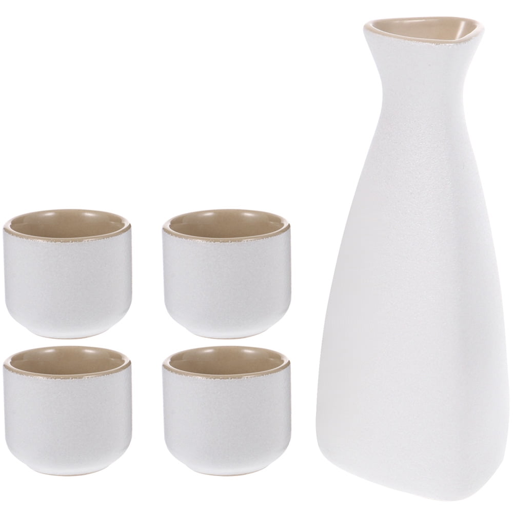 1 Set Ceramic Japanese Sake Serving Flagon and Cups Traditional Sake Pot