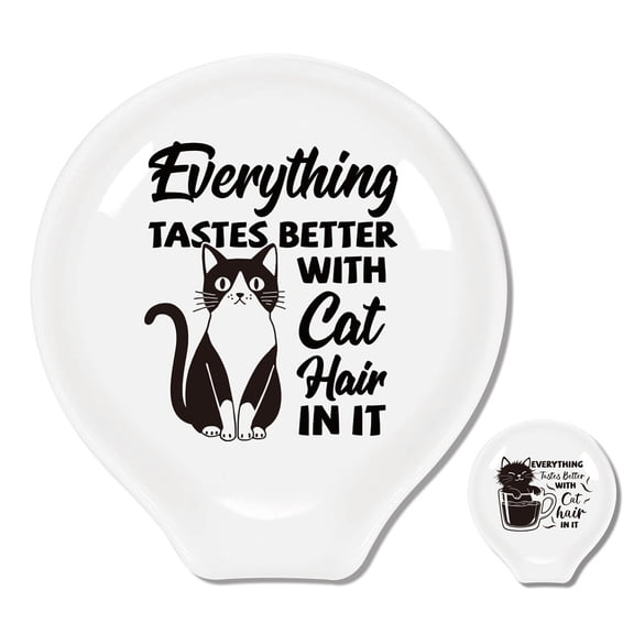 1 Set Ceramic Spoon Rest Spoon Holder for Kitchen Counter Cat Shape 90~100x85~91mm 2pcs/set