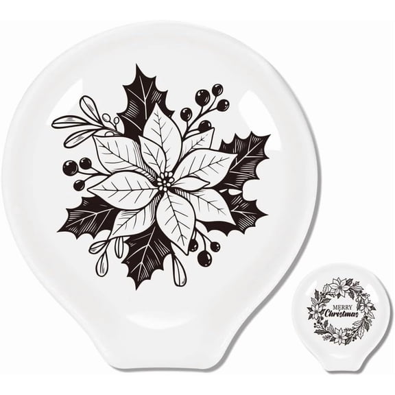 1 Set Ceramic Spoon Rest Spoon Holder for Kitchen Counter Flower 90~100x85~91mm 2pcs/set for DIY