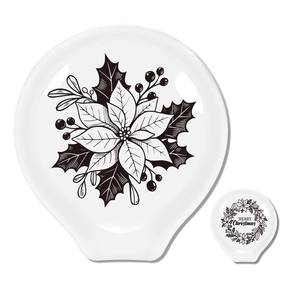 1 Set Ceramic Spoon Rest Spoon Holder for Kitchen Counter Flower 90~100x85~91mm 2pcs/setDIY