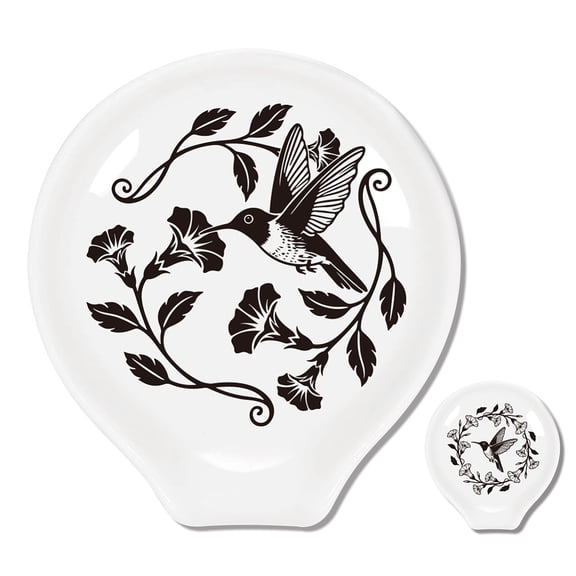 1 Set Ceramic Spoon Rest Spoon Holder for Kitchen Counter Hummingbird 90~100x85~91mm 2pcs/set