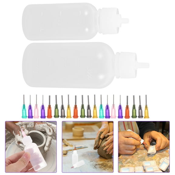 1 Set Ceramic Tool Needle Tip Bottle Small Pottery Glaze Bottles Applicator Bottle Needle Squeeze Bottle