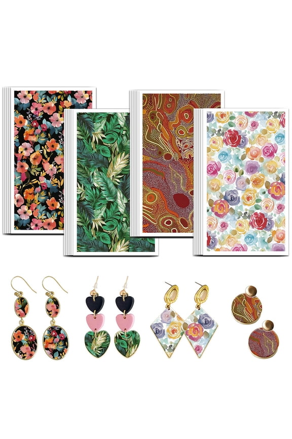 1 Set Ceramics Clay Water Transfer Paper Underglaze Transfer Decals for DIY Earrings Flower 12x7cm 24pcs