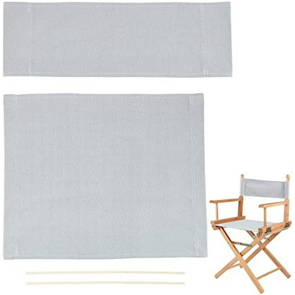 1 Set Chair Replacement Canvas Grey Casual Directors Chair Cover Kit Replacement Canvas Seat and Back with Wood Stick Easy to Clean for Director Makeup Chair 18.7x15.16/20.47x6.69 inch