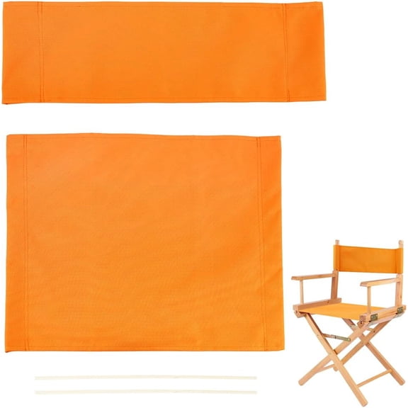 1 Set Chair Replacement Canvas, Orange Casal Directors Cover Kit Canvas Seat and Back with Wood Stick Easy to Clean for Director Makep Chair, 18.7x14.96/20.47x6.5 inch