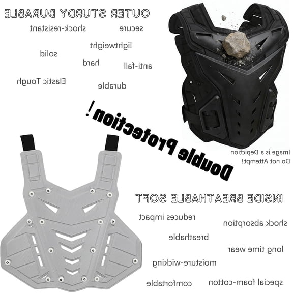 1 Set Chest and Back Protector, Lightweight Armor Vest, Double Layer Padded , Adjustable Straps for Men Women , Riding Cycling Skiing Motocross Gear