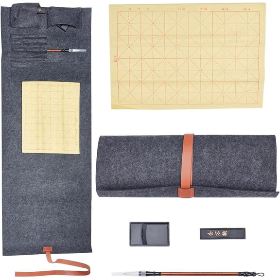 1 Set Chinese Calligraphy Set Brush No Ink Writing Paper Inkstone Set Professional Water Writing Cloth Painting Set for Beginners Practice Chinese Calligraphy Writing Brush Set