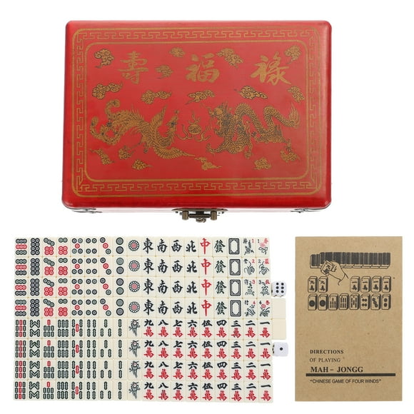 1 Set Chinese Mahjong Game Set Poratble Mahjong Plaything for Travel Camping