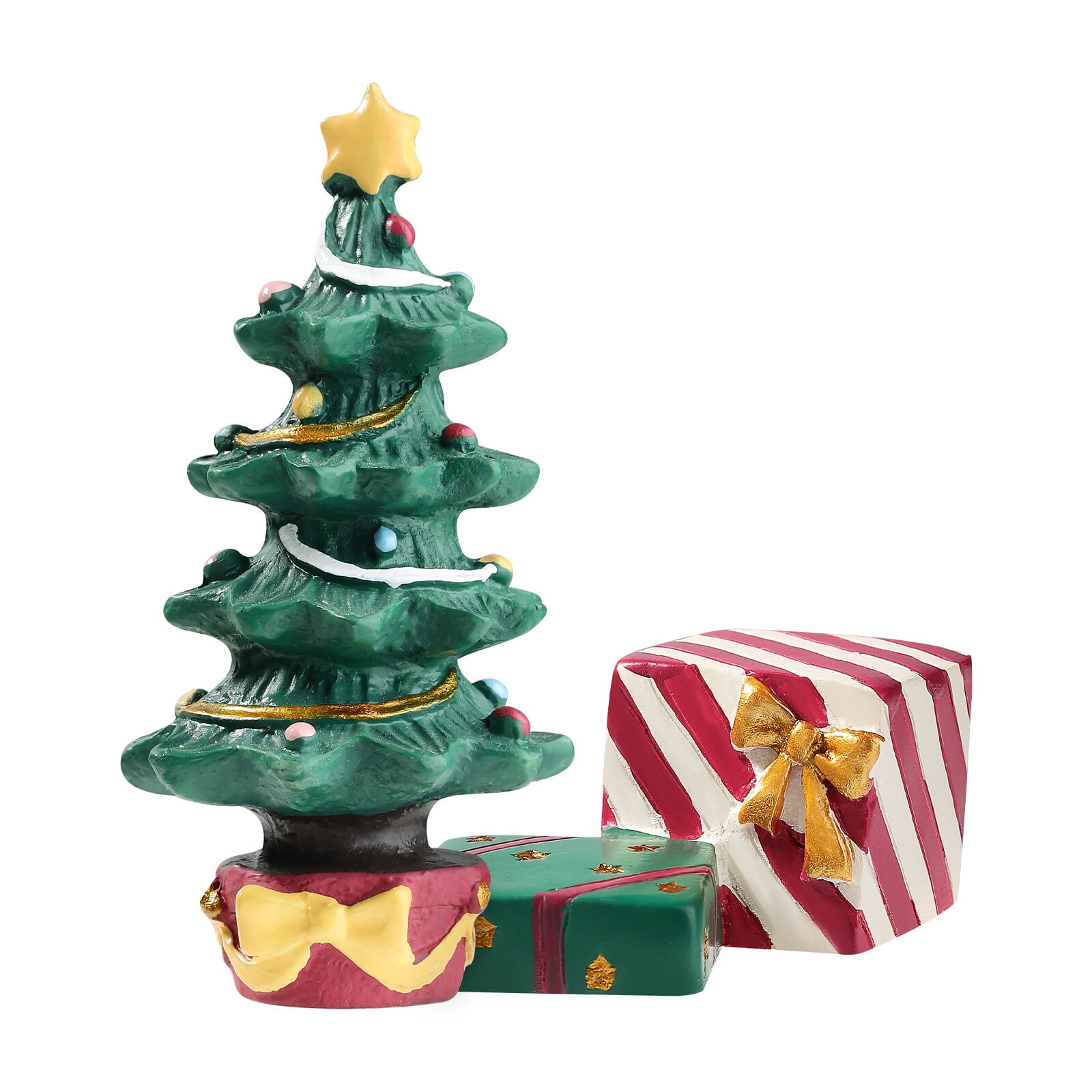 1 Set Christmas Aquarium Mini Tree Gift Box Resin Aquarium Adornment Christmas Tree Desk