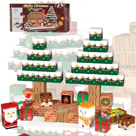 1 Set Christmas Blocks, Christmas Tree and House Building Set, Magic Tiles Building Blocks Toddler Toys, Gifts for Children, Families