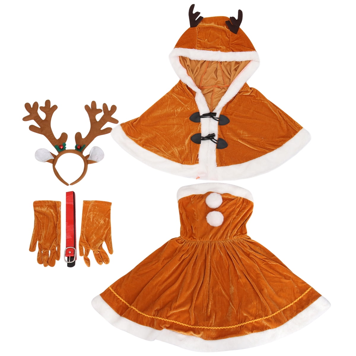 1 Set Christmas Party Costume Lovely Elk Beauty Dress Christmas Cosplay