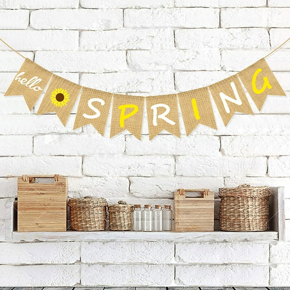 1 Set Christmas Party Fishtail Flag Creative Hello Spring Banner Linen Banner