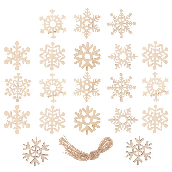 HAKIDZEL Wood Snowflake Pendant Chic and Fashion 45 Pieces 20X7.9in