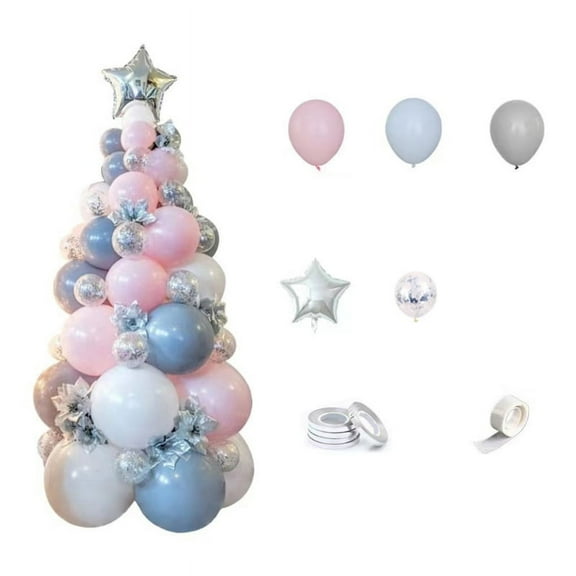 1 Set Christmas Tree DIY Balloon Tower With Golded Star Balloon For Christmas Home Party Decorations DIY Gift Supplies