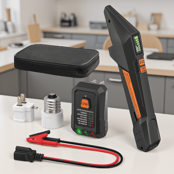 1-Set Circuit Breaker Finder and GFCI Outlet Tester, Digital Receiver with Color Screen, NCV Detection, Carrying Case Included, 90-135V AC