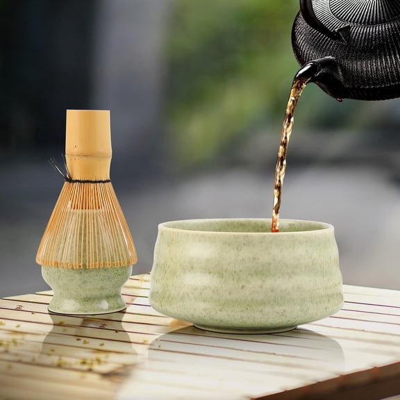 1 Set Clearance Under $25 5-Piece Matcha Whisk Set Dad Mug Glass For Table Drinking Coffee Dad 5-Piece Matcha Kit Green