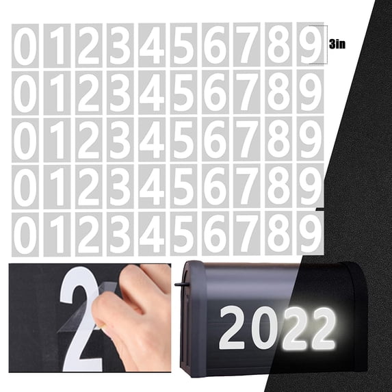 1 Set Clearance Under $3 5-Piece Reflective Number Stickers Reflective Number Reflective Vinyl For Mailbox Silver Number Sturdy (H)