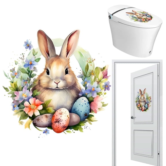 1 Set Clearance Under $3 Easter Bunny Wall Stickers Rabbit Sticker For Gift, Paper Easter Bunny Sticker Set (E)
