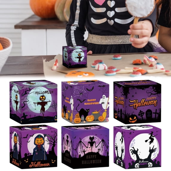 1 Set Clearance Under $3 Halloween Paper Boxes Candy Gift Box For Party Favor, Paper 3D Paper Candy Box B (G)