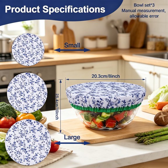 1 Set Clearance Under $5 3-Piece Food Cover Set Food Cover Cloth For Kitchen Cover Food Cloth Blue