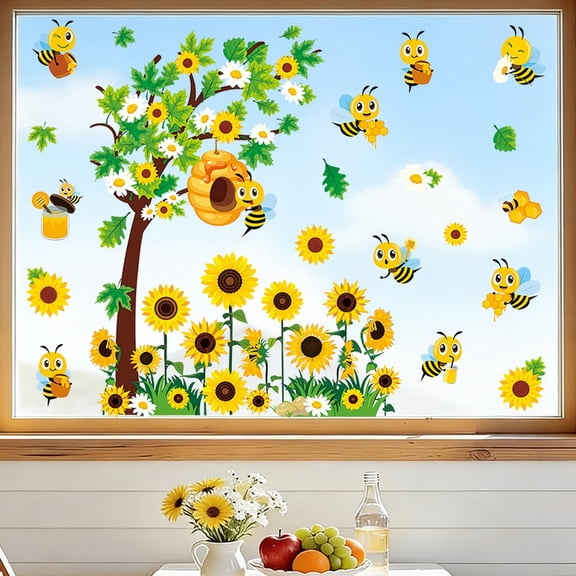 1 Set Clearance Under $5 Bee Day Sticker Set Sticker Sheet For Craft, Paper Flower Balloon Sticker Yellow